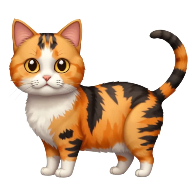 full body calico tabby  cat with small head and short but chubby body sticker
