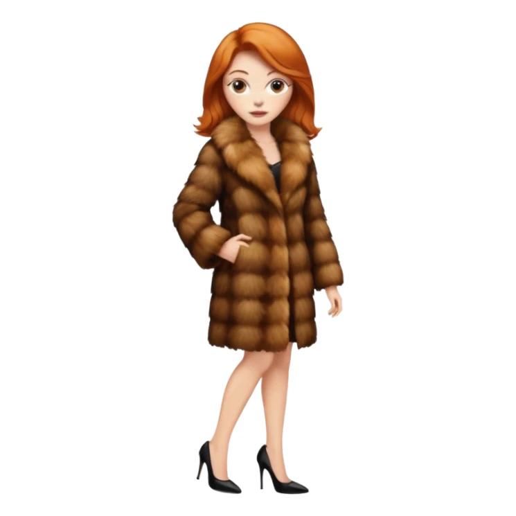 a ginger cat in fur coat and high heels sticker