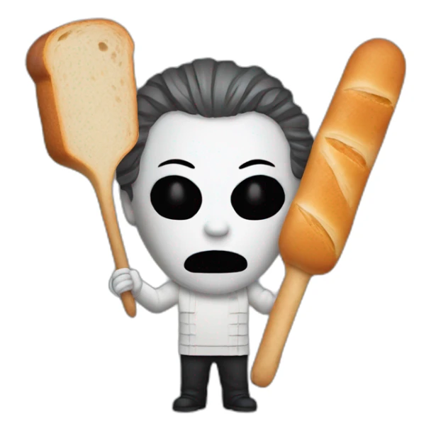 michael myers holding a baguette sticker