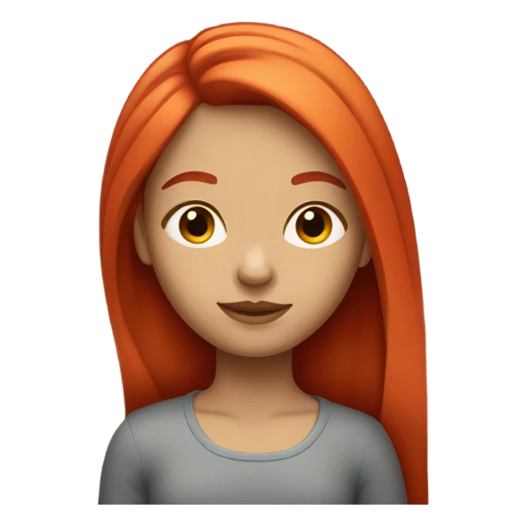 girl with straight shoulder length bright red hair  sticker