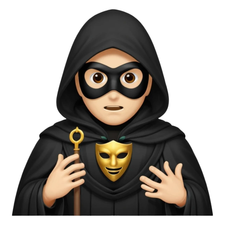 A cultist in a dark cloak with a mask on his face is also dark sticker