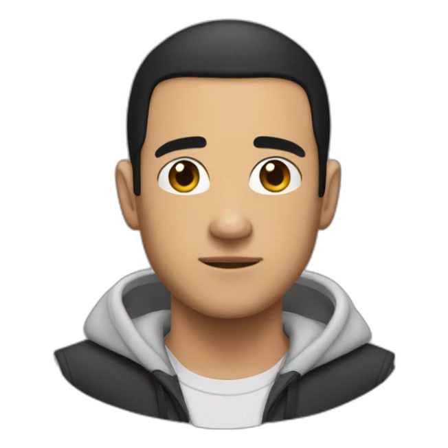 hooded mike bronteroc with black hair and buzz cut sticker