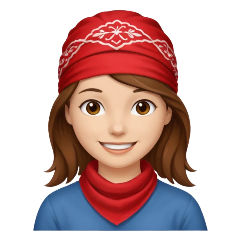 brown haired woman with wearing red bandana sticker