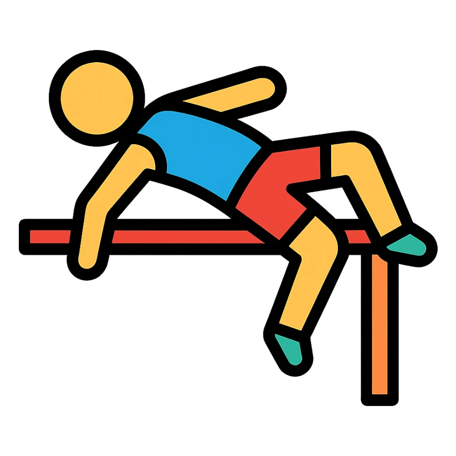 color outline icon of a high jump athlete sticker