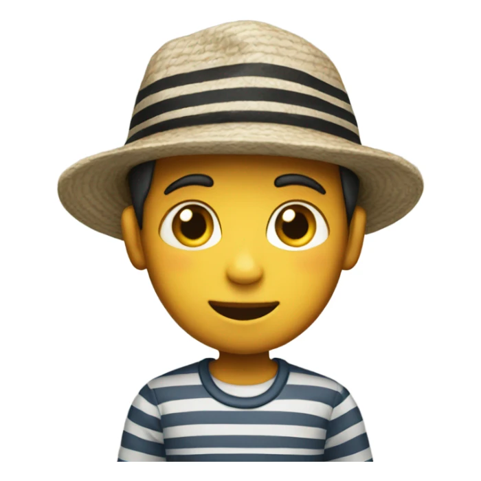 boy in striped shirt hat sticker