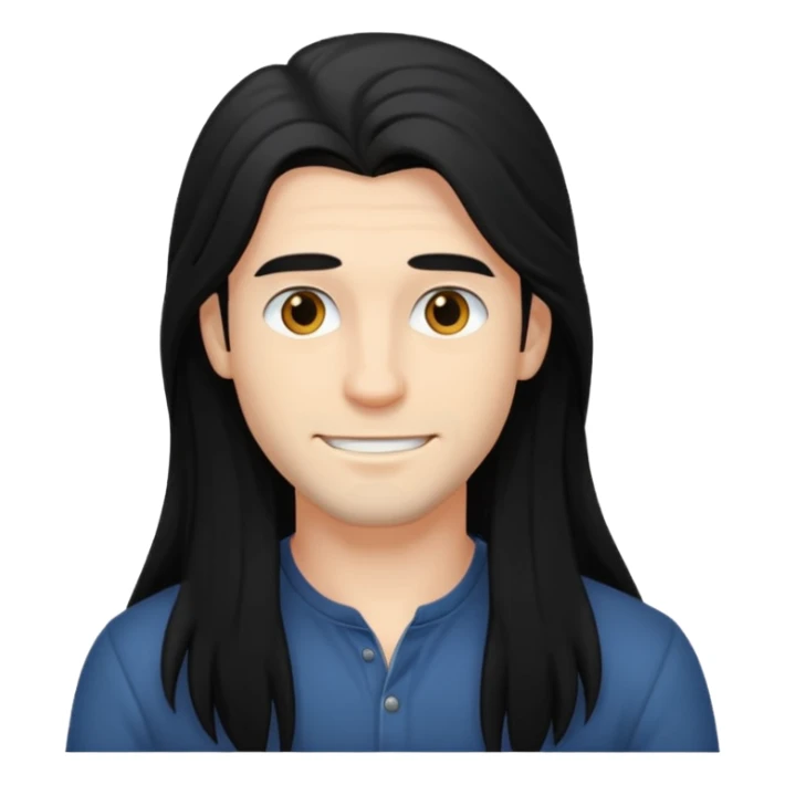 A man have a black long hair sticker