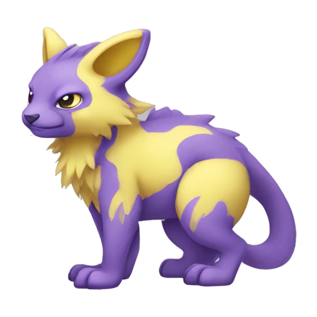 Cute cool purple yellow animal hybrid Fakemon full body sticker