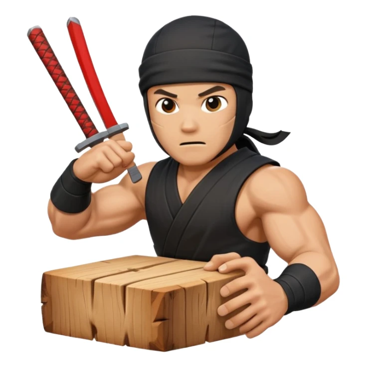 Ninja chopping a block of wood on with his hand sticker