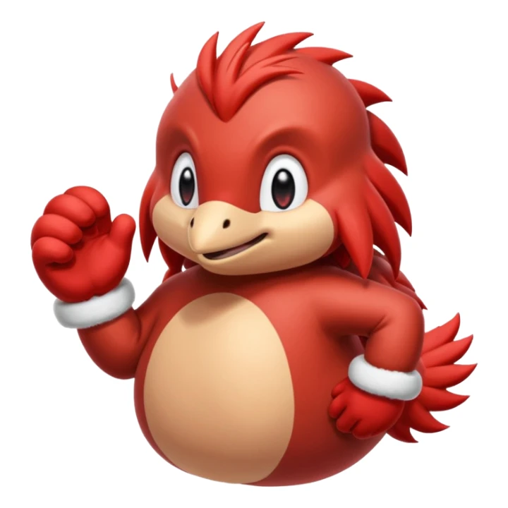 Sonic the hedgehogs friend knuckles a red animal with peach arms and white mittens that have no fingers , he’s a echidna with red eyes sticker