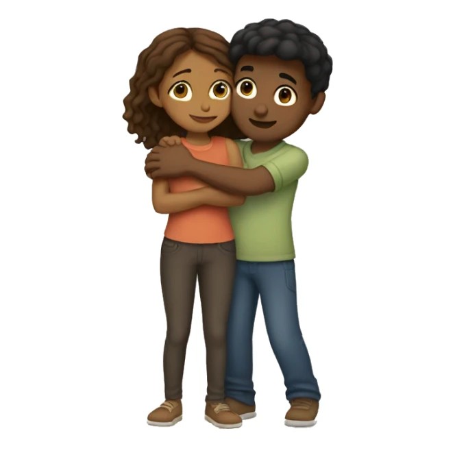 short and fair brown girl hugging a tall and fair brown boy sticker
