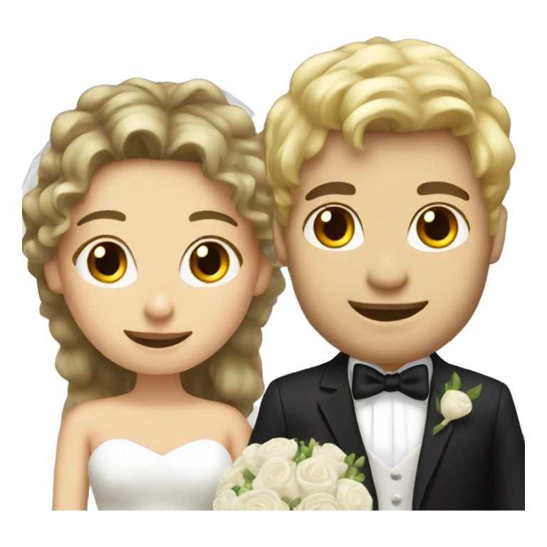 Blonde hair bride and brunette hair husband sticker