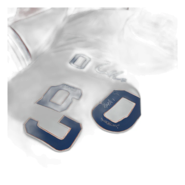 signed football jersey with a signature. sticker