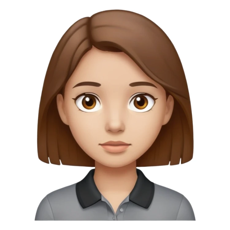 Girls witch wave brown hair, brown eyes, gray- black polo, light skin sticker