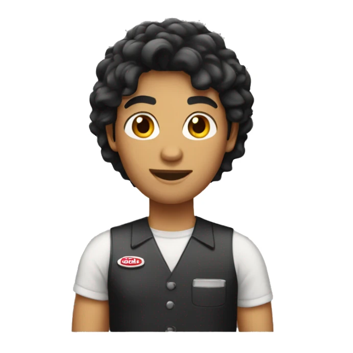 A fast food employee with black hair sticker