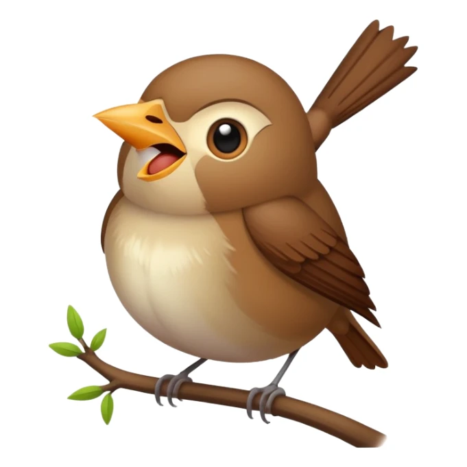 nightingale bird singing, small brown songbird sticker