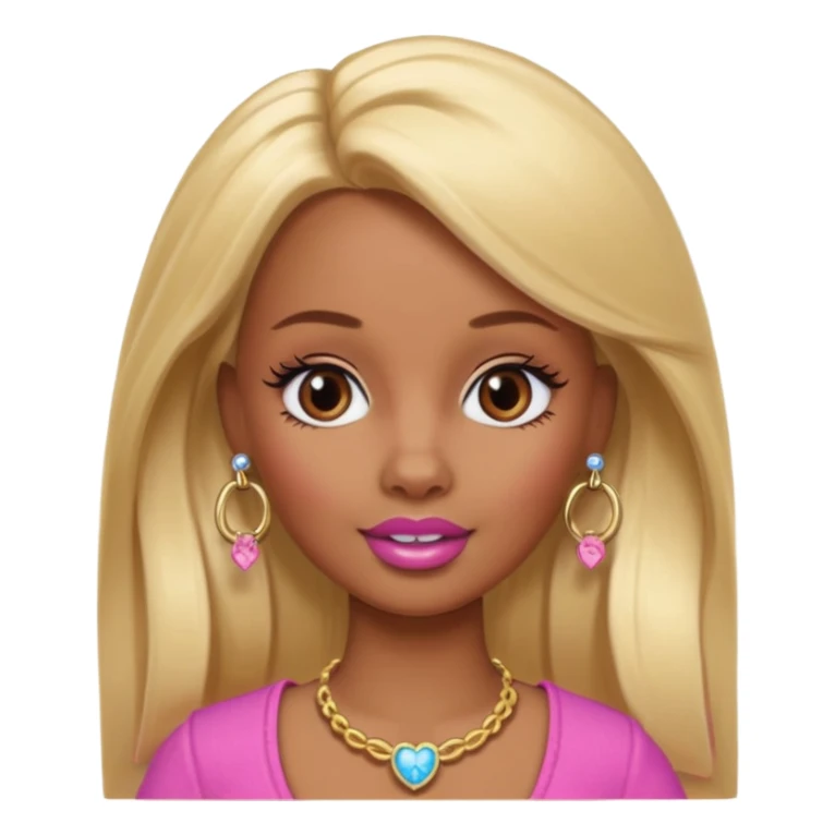 Brown skin blonde hair barbie with a nose ring sticker