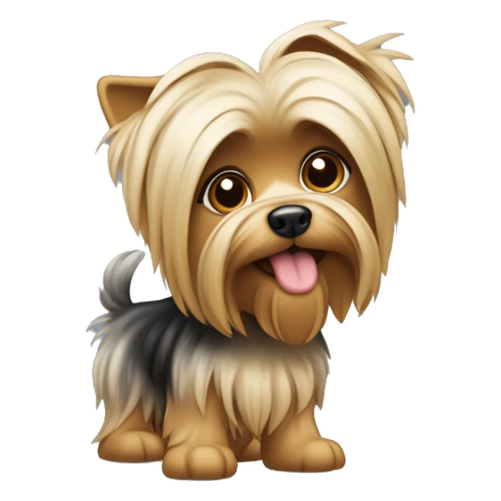 Cachorro Yorkshire caolho, cabelo longo tocando o chão, língua para fora sticker