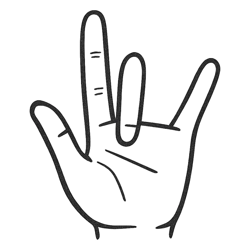 minimal line art hand gesture with the fourth finger (ring finger) hidden sticker