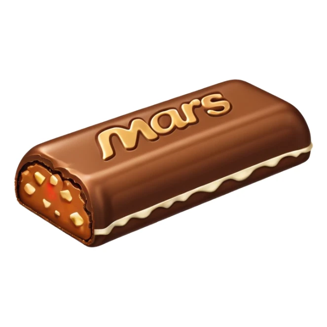 Illustrate a Mars bar unwrapped, showing caramel & nougat inside. sticker