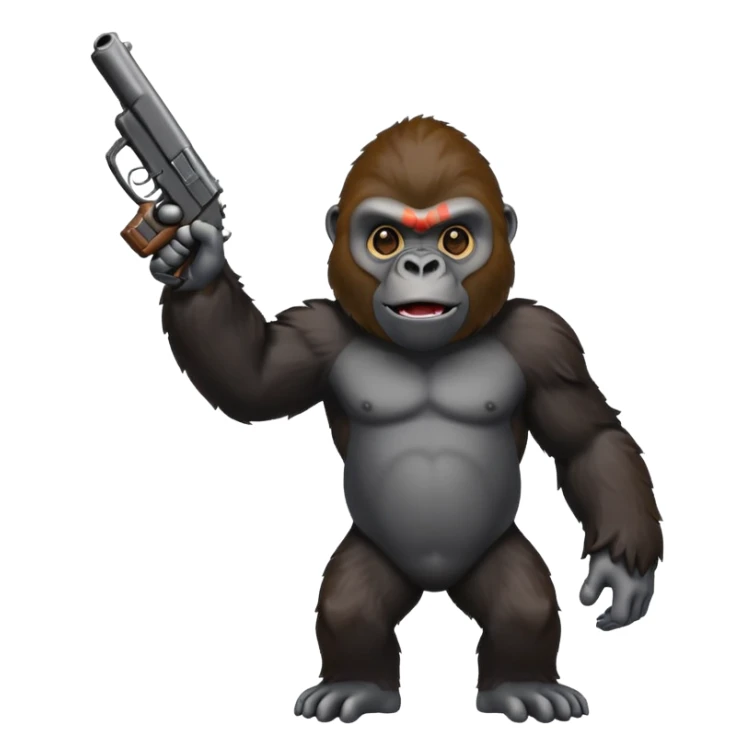 A gorilla holding a gun in the air sticker