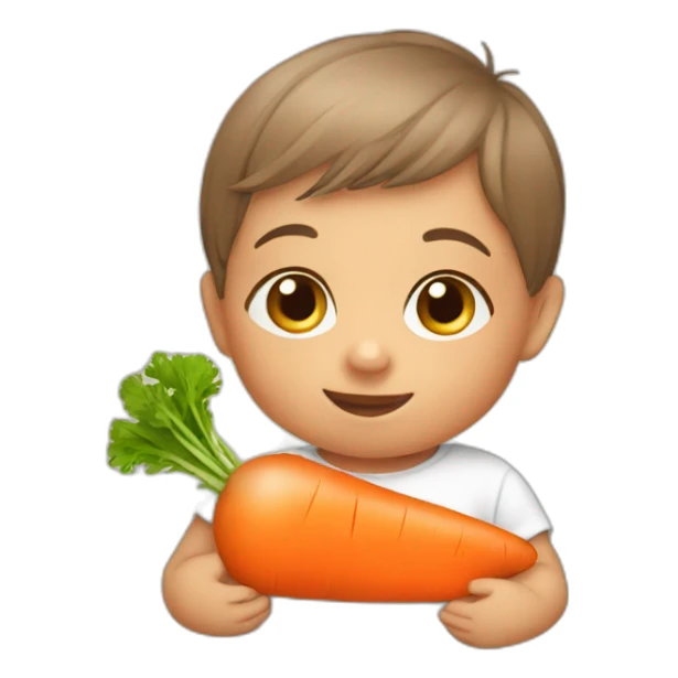 baby with carrot sticker