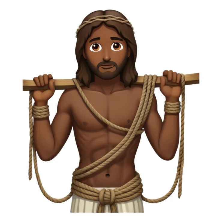 Dark skin christ Jesus tied to ropes sticker