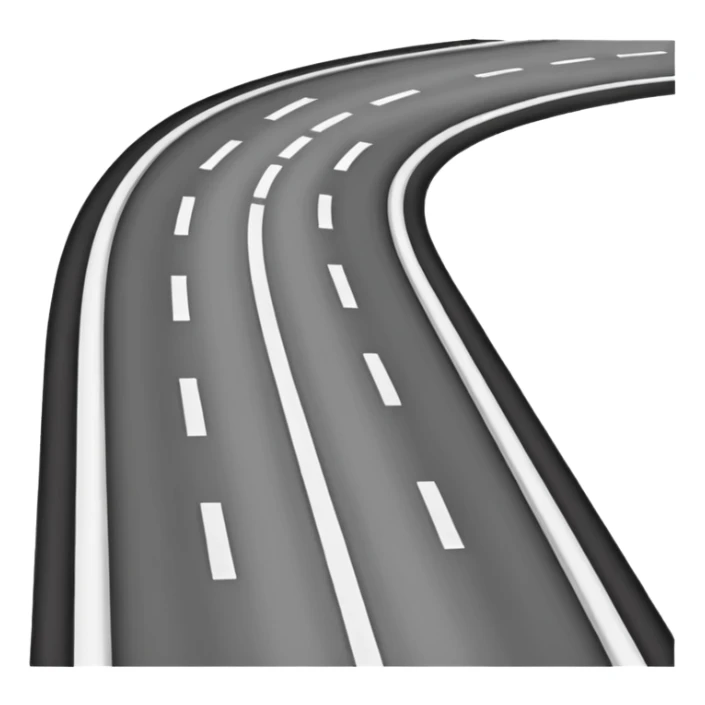 "iOS style road emoji, gray with visible lanes, no background" sticker