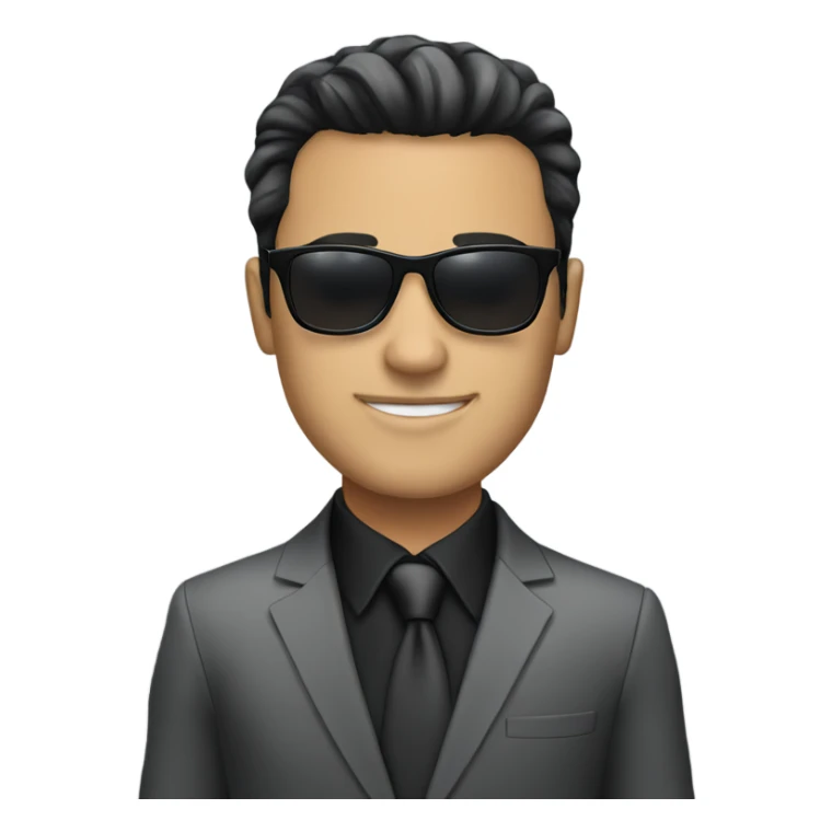 Young white with black hair businessman wearing sunglasses and a suit sticker