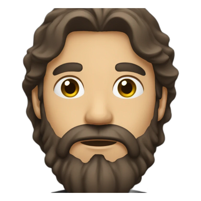 A man with microphone and long brown beard and dark hair sticker