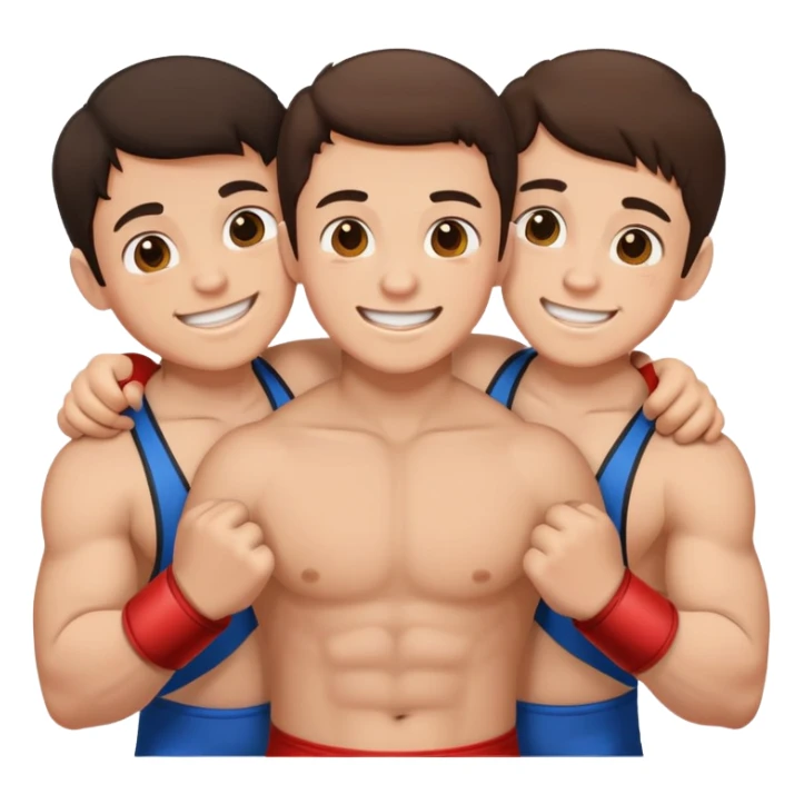Three young brunette brothers wrestling  sticker