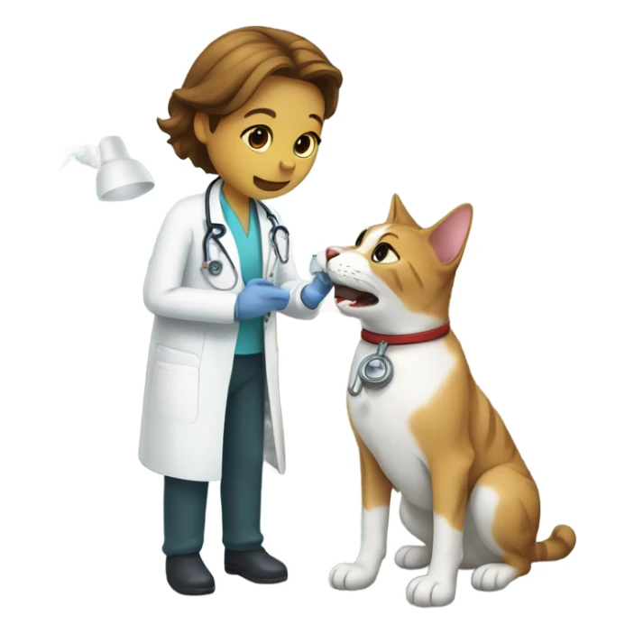 doctor cat treating a dog patient sticker