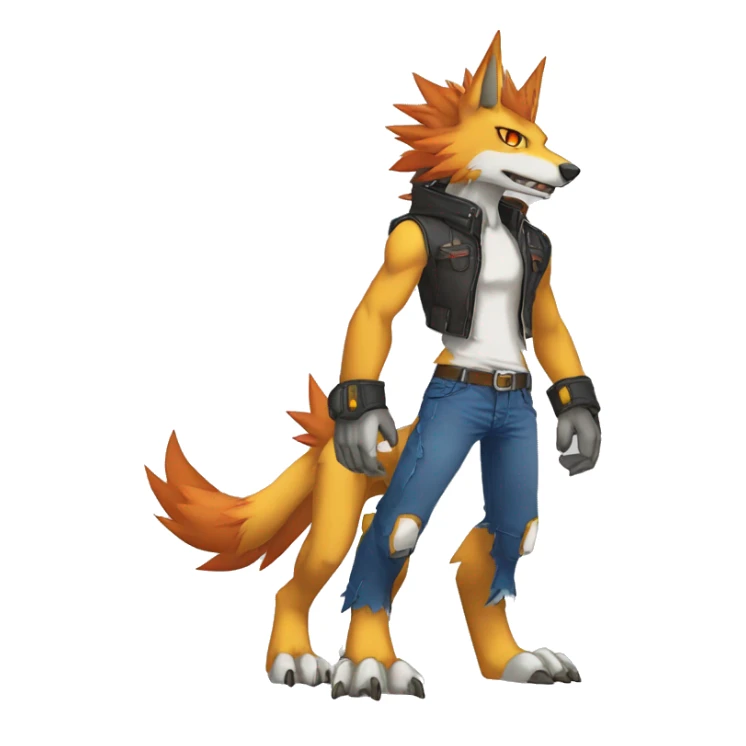  Cool Edgy Digimon-Fakemon-Garurumon-Loogamon-Dorulumon-Wolf full body sticker