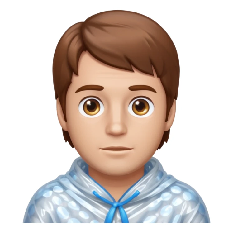 Brown haired man wrapped in a roll of bubble wrap sticker