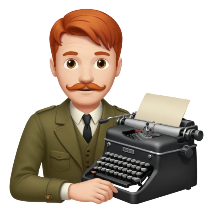 moustache redhead man with vintage typewriter sticker