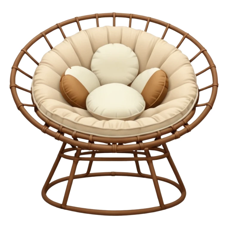 Light brown Papasan chair with cream cushion sticker
