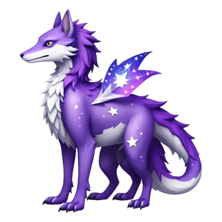 Epic Edgy Black White Purple ethereal eldritch Sergal-shiny sparkle starry Serval-Fionbri full body sticker