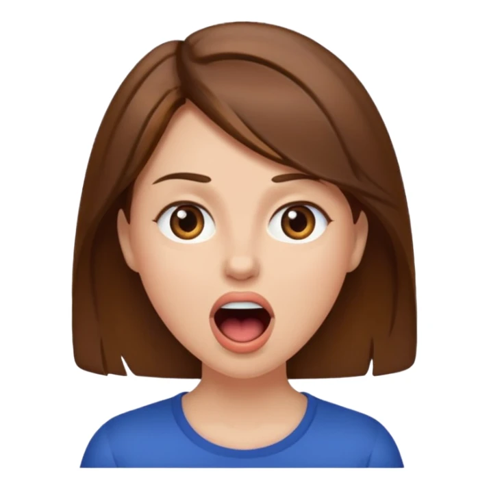 Woman brown hair. Mouth open. Not smiling sticker