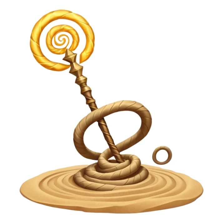 desert sand mage staff object icon, ancient staff with serpent coils around it, glowing golden sand gem on top, swirling sand aura, fantasy desert weapon, 3D cartoon, mobile game icon style, centered, clean background, no text, no watermark
 sticker