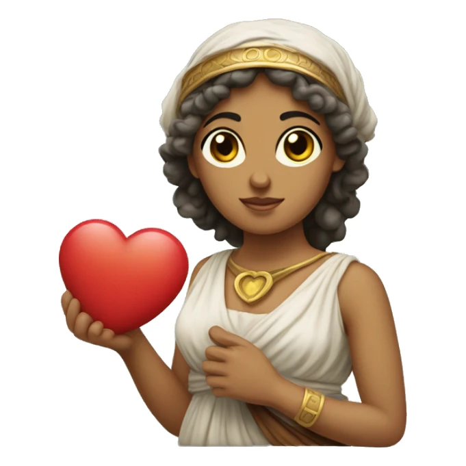 Greek Sappho holds a heart in her hand sticker