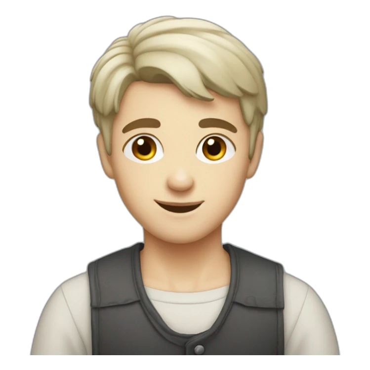 Young cobbler, white skin, short hair, black eyes sticker