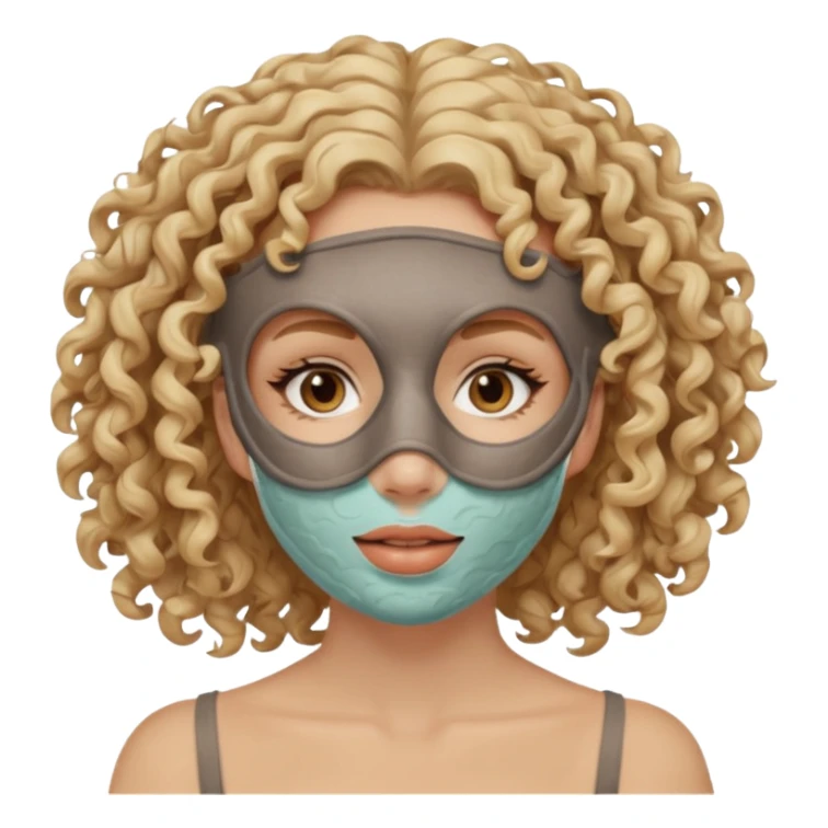 full face clay mask woman blond curly sticker
