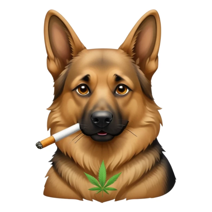 German Shepard smoking a weed joint sticker