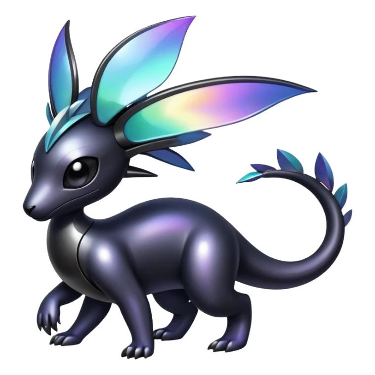 Modern futuristic Iridescent black dark fakemon-creature sticker