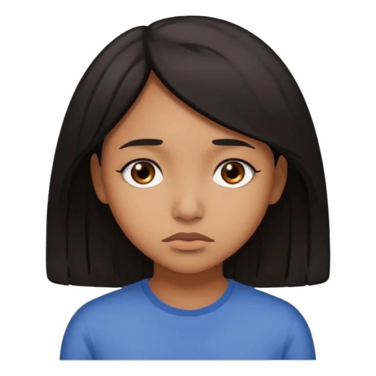 brown girl who as medium black hair who is sad sticker