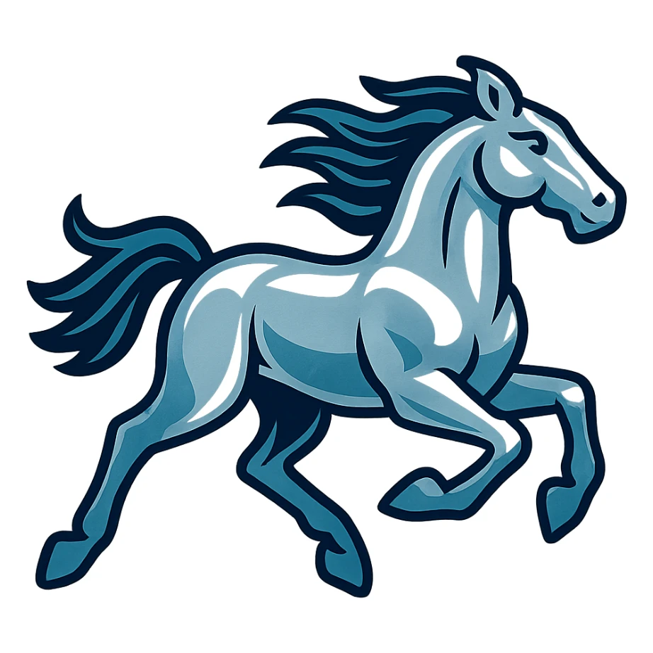 silver metal chrome spirit horse running, mystical sticker