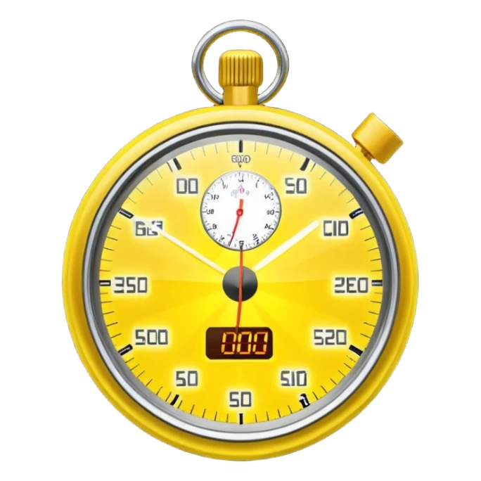 A yellow hologram of a stopwatch sticker