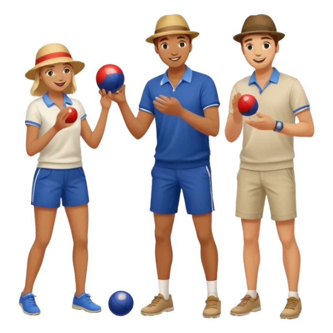 young French guys and girls playing petanque having fun sticker