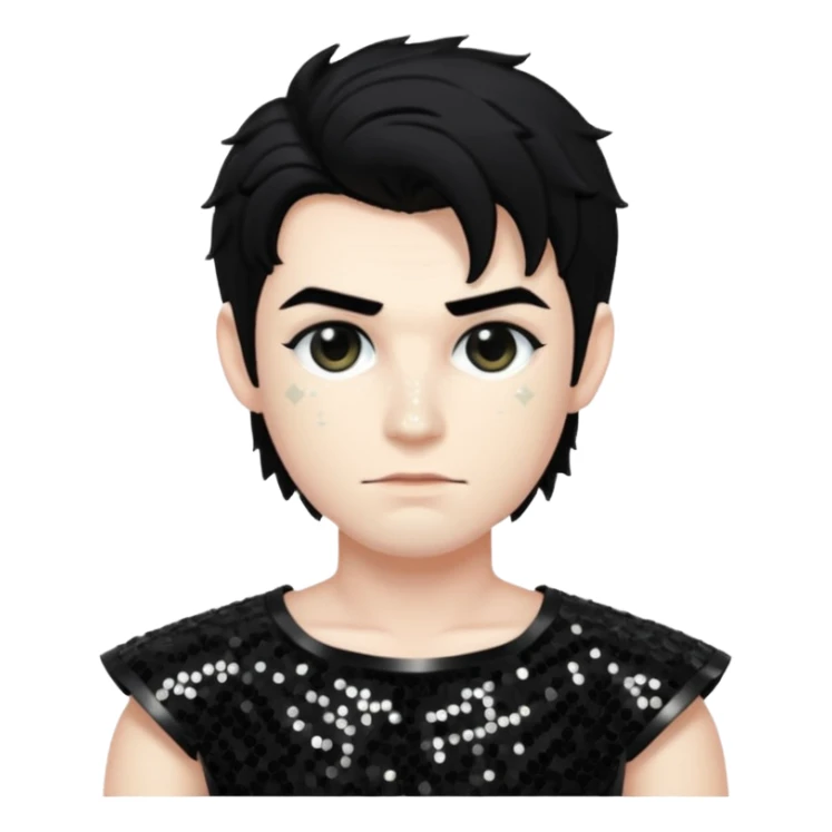 Cronus from Mythology with black hair, black sequin outfit sticker