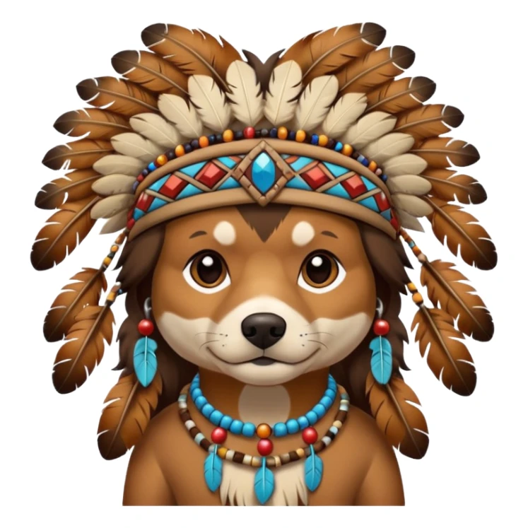 dog in a Native American costume sticker