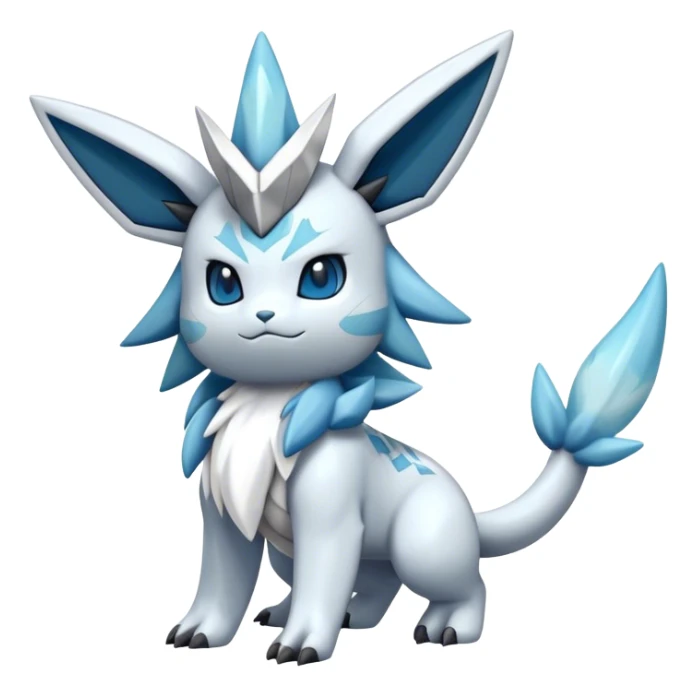 Fluffy cute Kyurem-Glaceon-dialga-hybrid, full body sticker